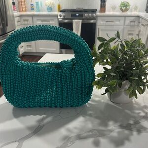 Teal Beaded Handbag